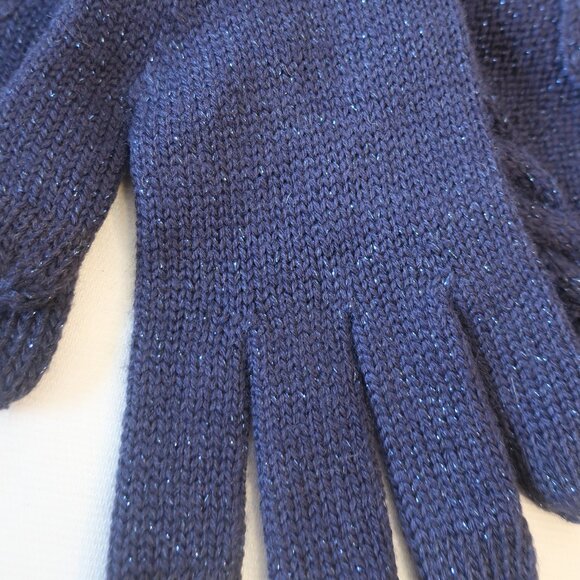 NWT Womens Ugg Blue Metallic Peacot Wool Blend Hat and Glove Blime Gift Set OS - Picture 6 of 8